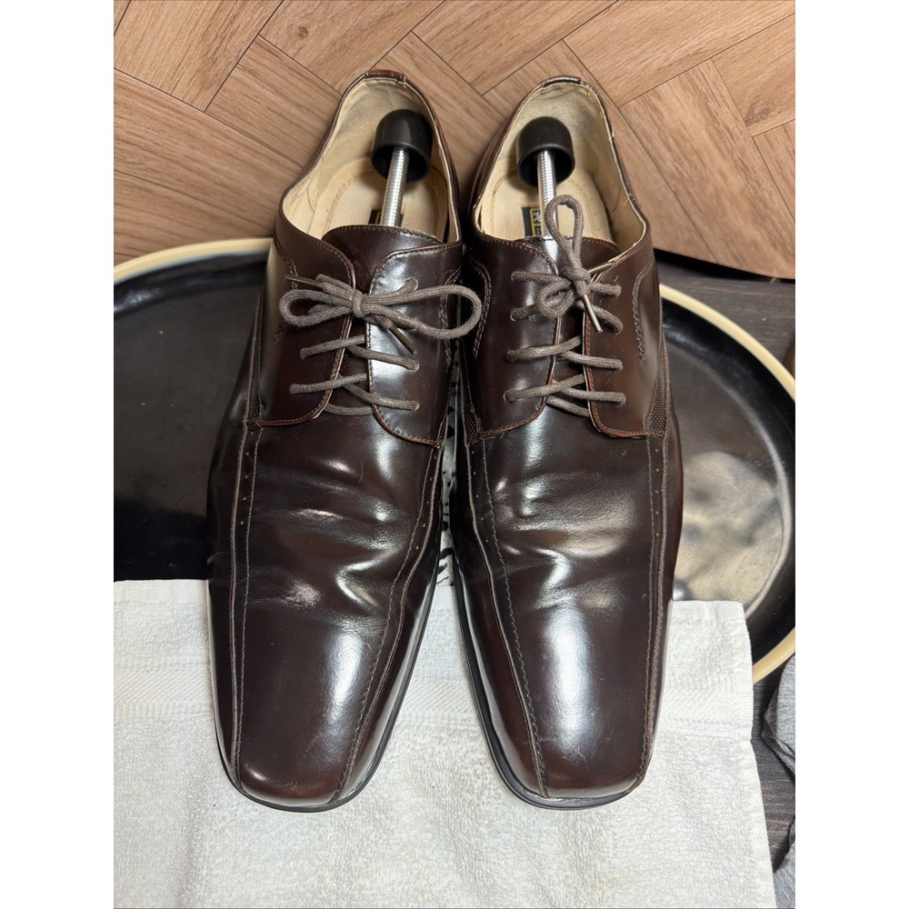Stacy Adams Men's‎ Brown Leather Oxford Dress Shoes Square Toe Lace Up Sz 14 W